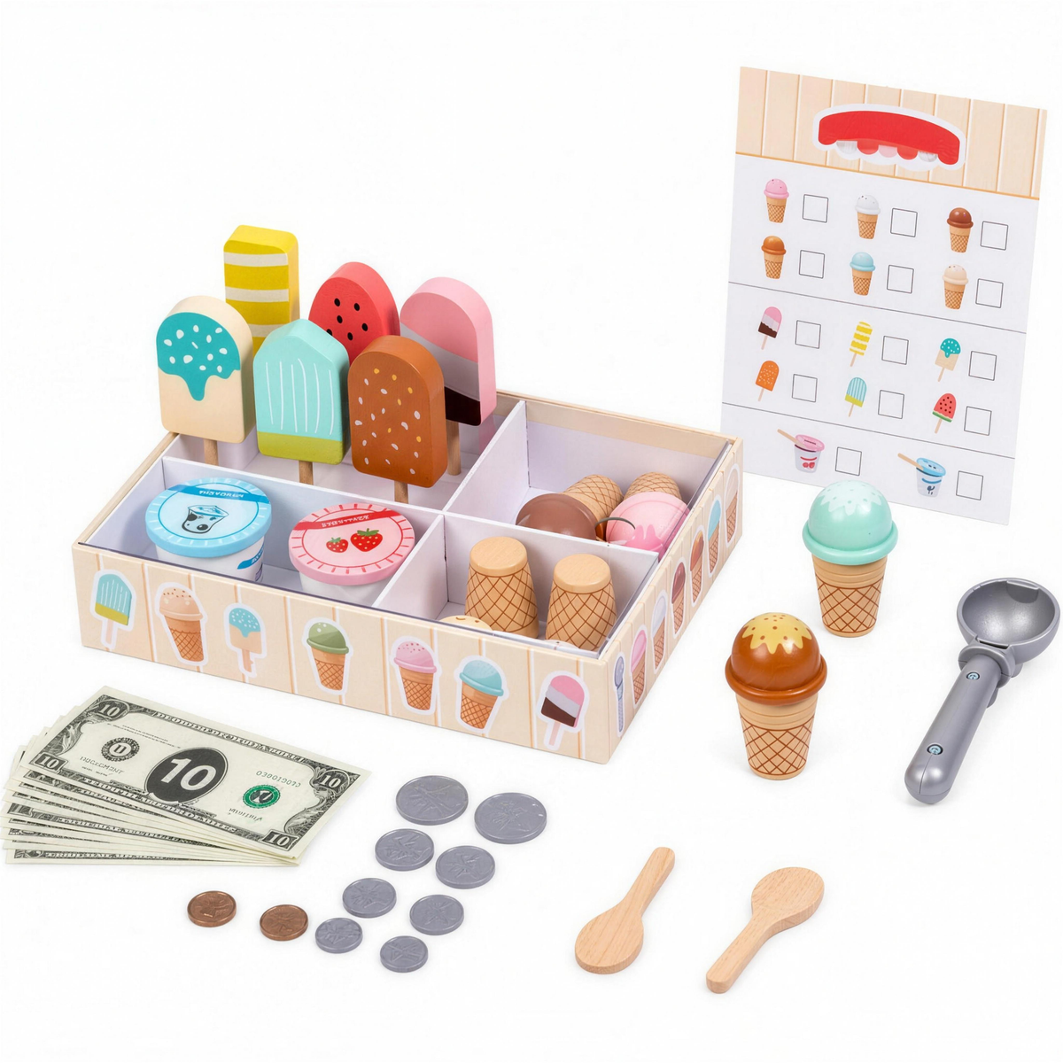 Treat Tray Set wooden ice cream toys