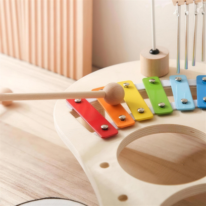 Close-up of rainbow xylophone keys