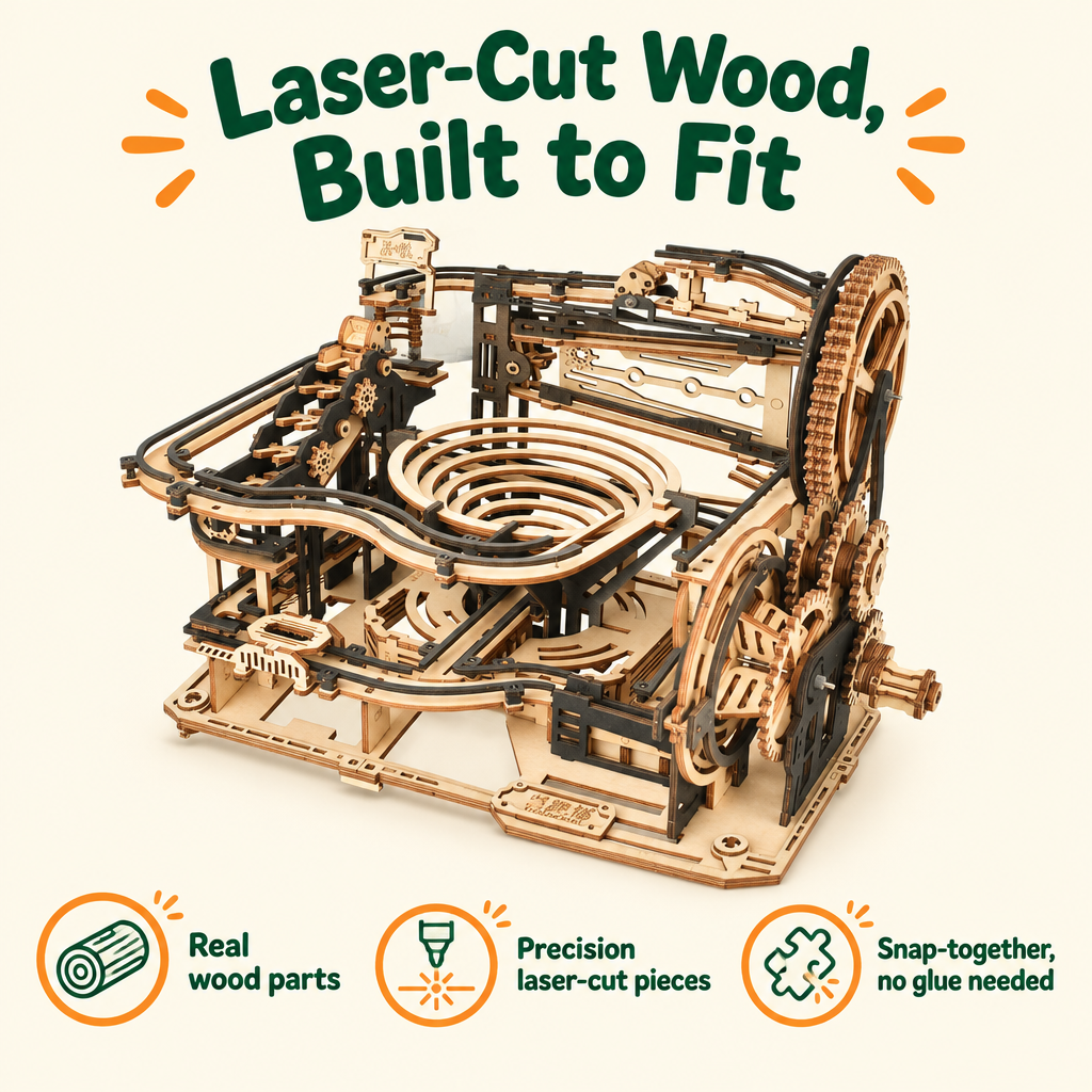 Laser-cut wood infographic