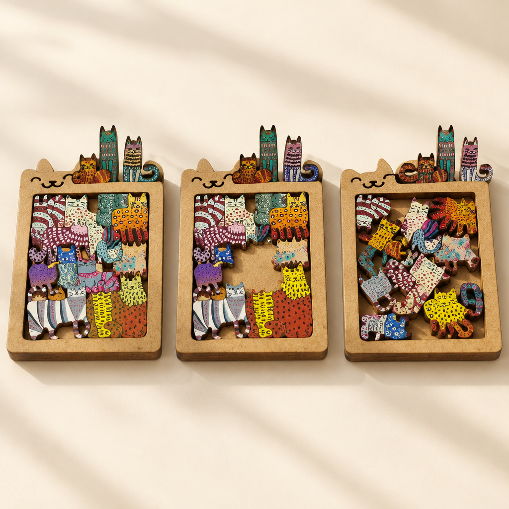 Pack of three cat puzzles