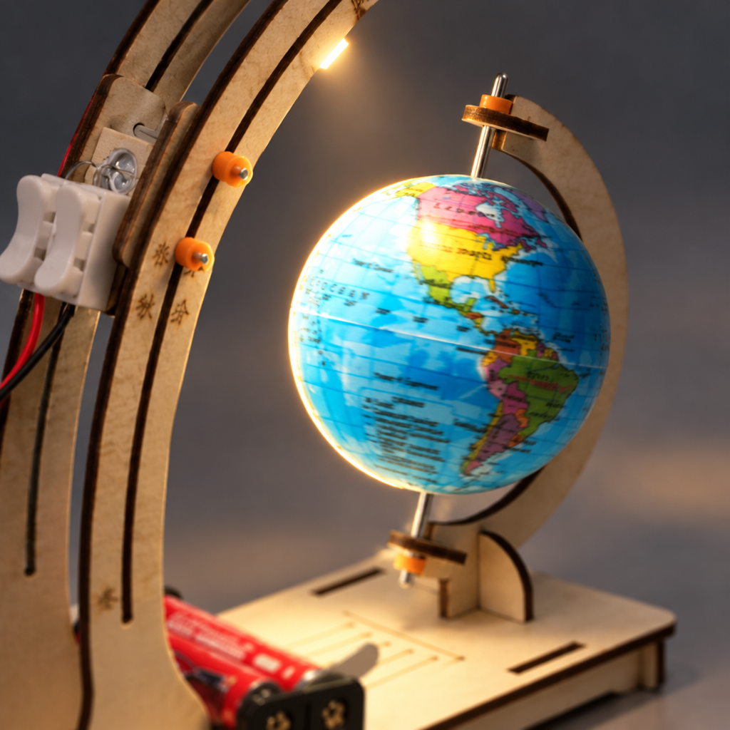 Close-up of the globe and light