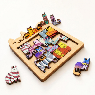 Montessori Wooden Cat Mini Puzzle