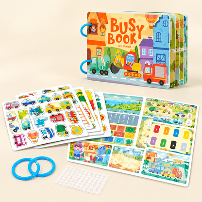 Vehicles busy book with vehicle stickers