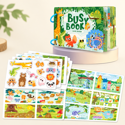 Forest animals busy book with animal stickers
