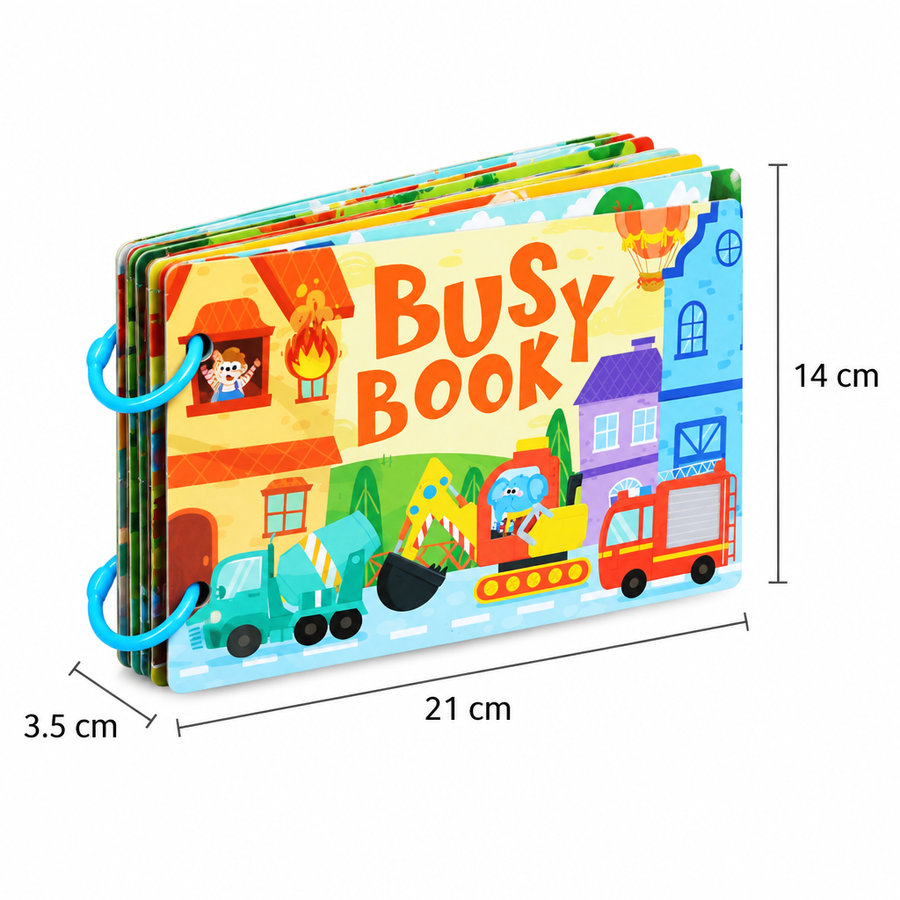 Busy book size 21 by 14 by 3.5 cm