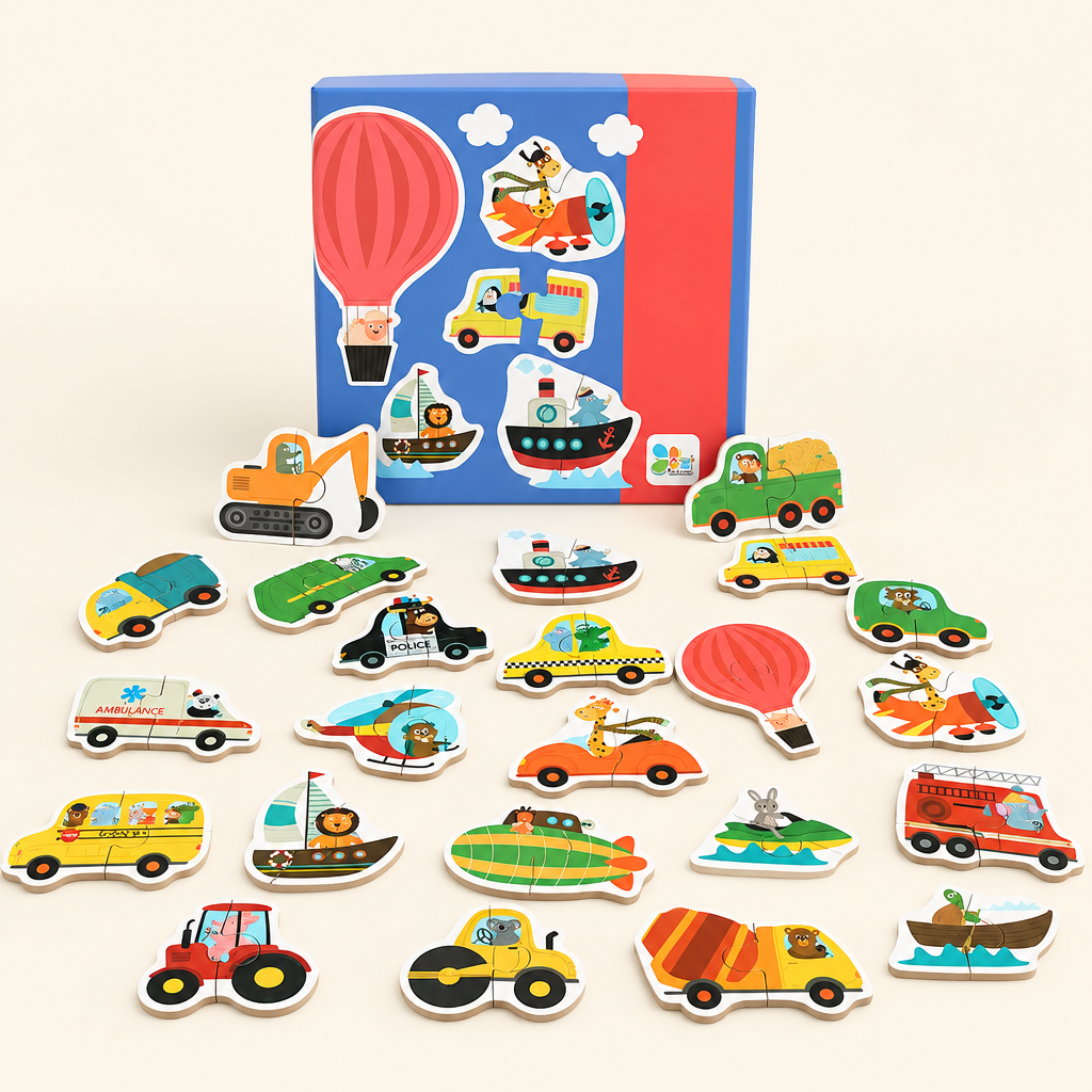 Vehicles wooden matching puzzle