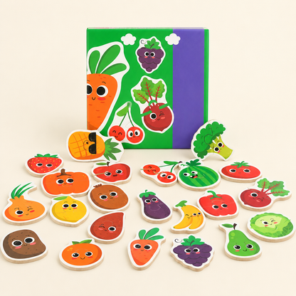 Fruits and vegetables wooden matching puzzle