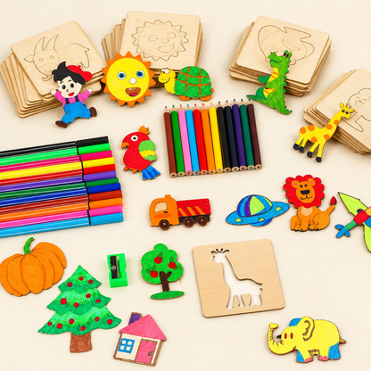 Wooden drawing stencil set