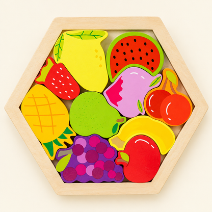 Wooden fruit puzzle tray