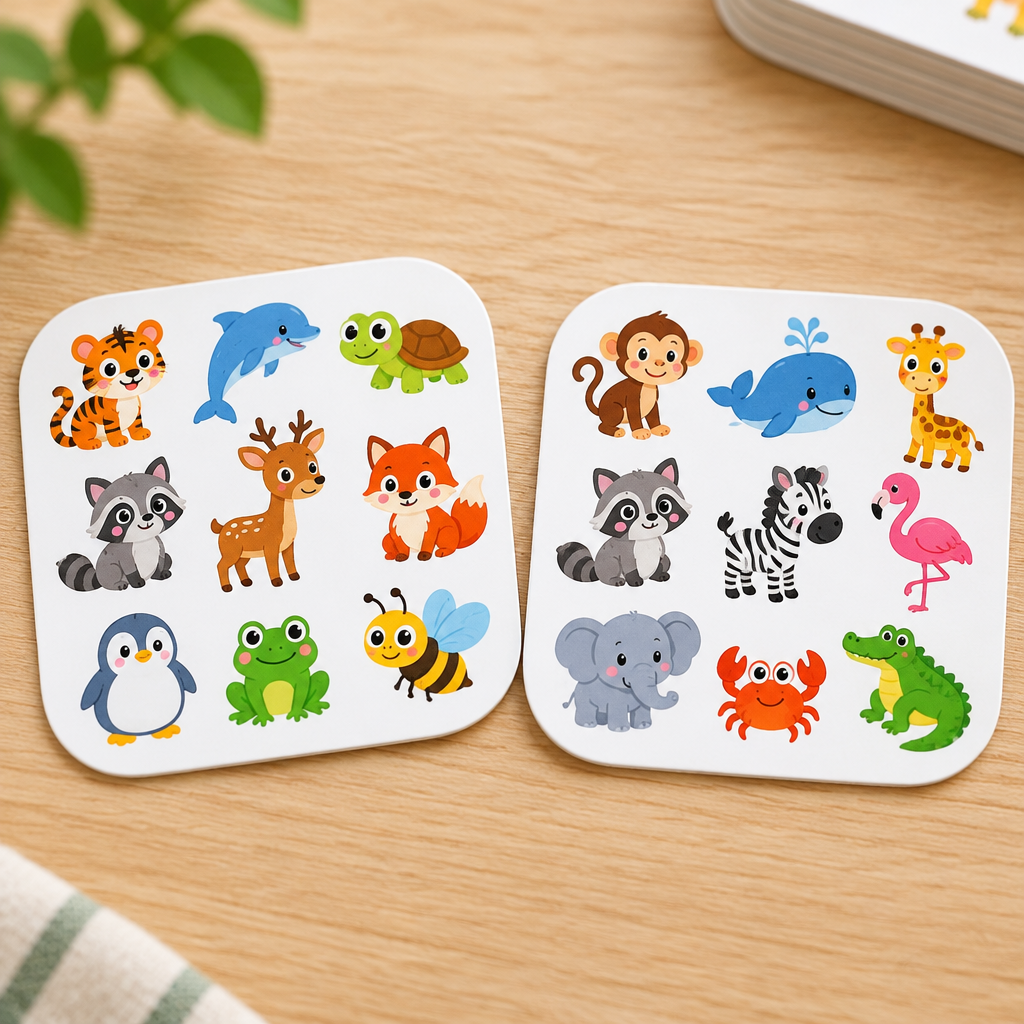 Two animal cards sharing one match