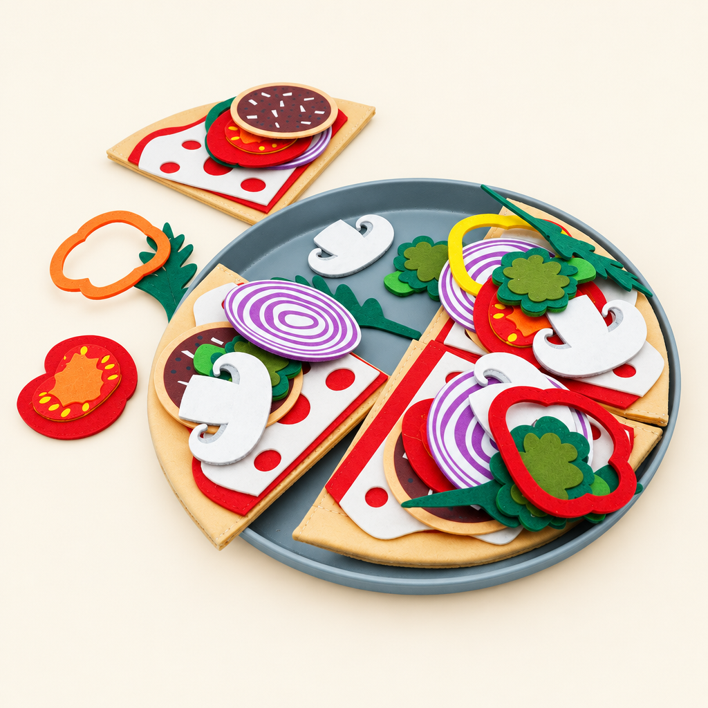 Felt pizza pretend play set