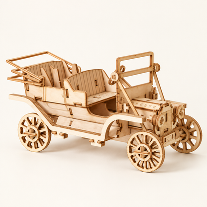 Wooden vintage car 3D model