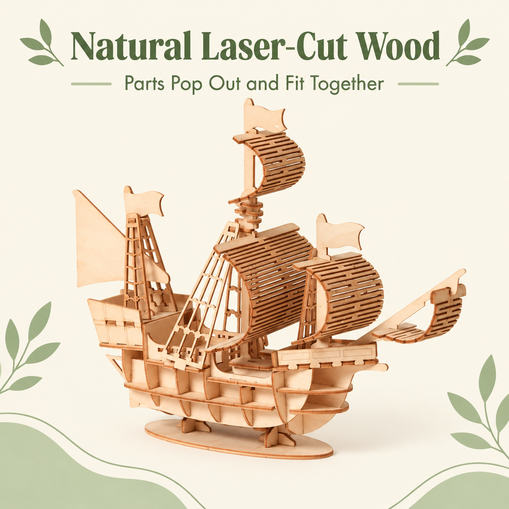 Natural laser-cut wood
