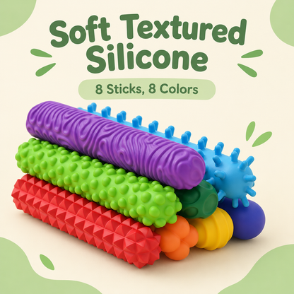 Silicone fidget sticks material infographic