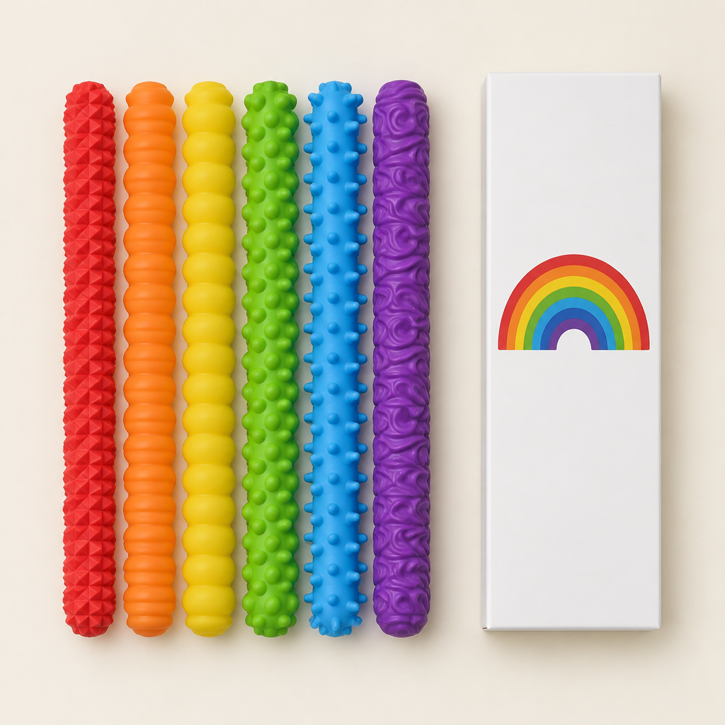 Everything included, 8 fidget sticks flat lay