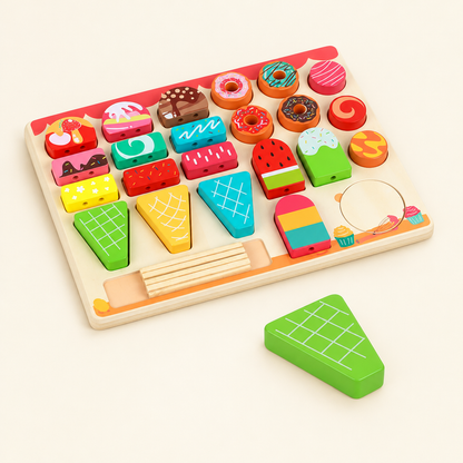 Wooden pretend play ice cream shop set