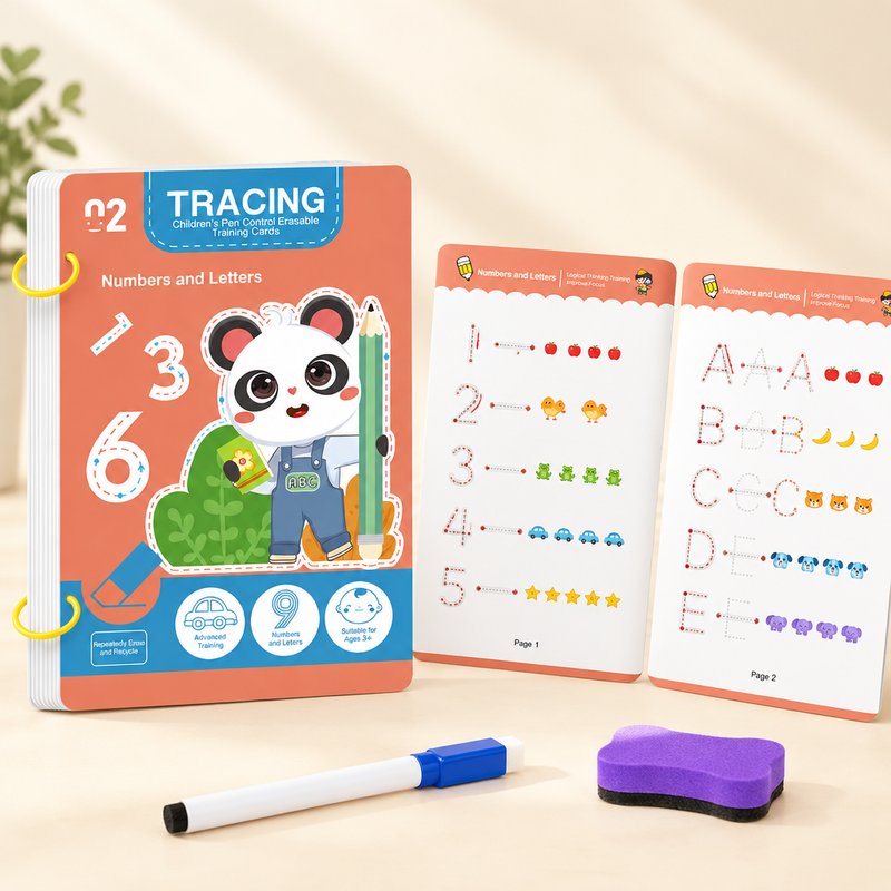 Reusable magic tracing workbook, Numbers and Letters cover