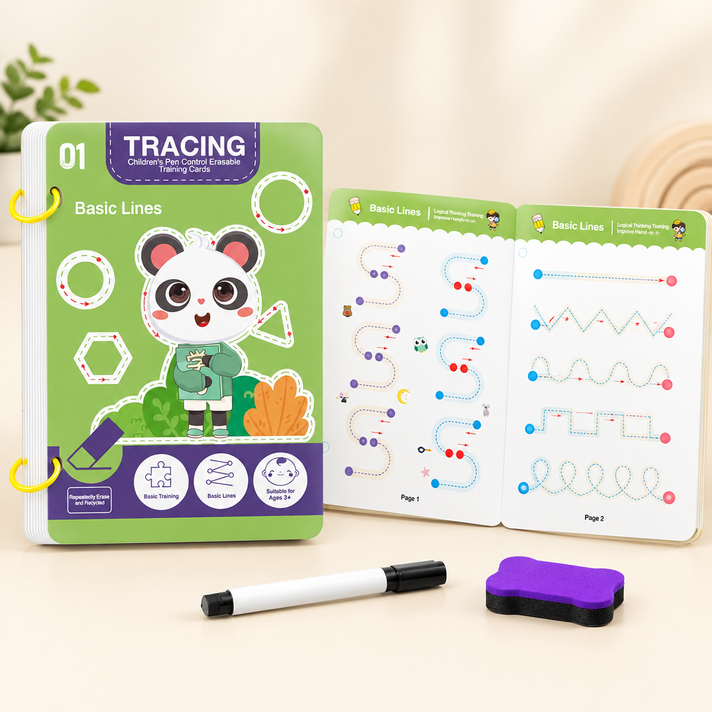 Reusable magic tracing workbook, Basic Lines cover