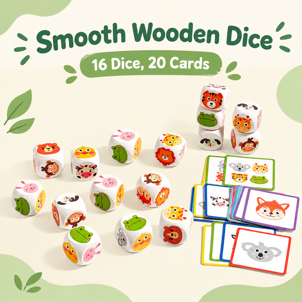 Wooden animal dice material infographic