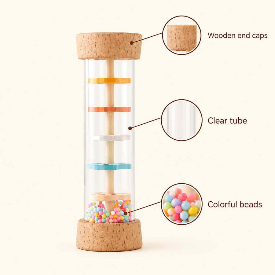 Rain stick rattle material infographic
