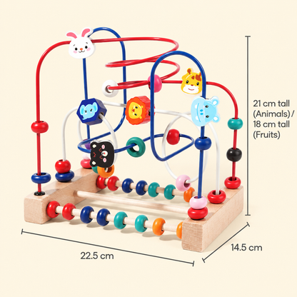 Bead maze dimensions, 22.5 x 14.5 cm base