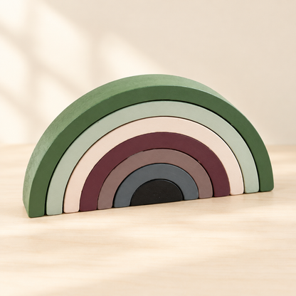 Forest green wooden rainbow arch stacker