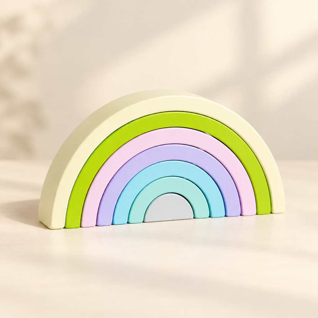 Macaron pastel wooden rainbow arch stacker
