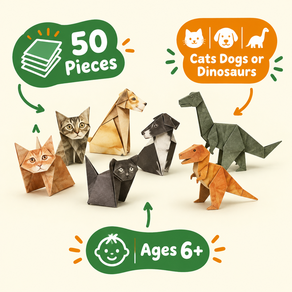 50 pieces, cats, dogs or dinosaurs, ages 6 and up