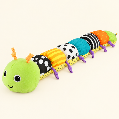 Green plush caterpillar baby rattle