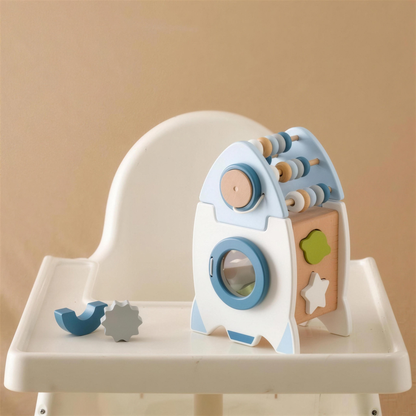 Wooden rocket shape sorter for toddlers