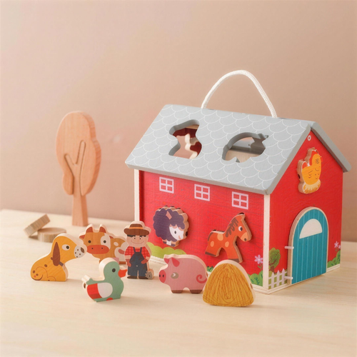 Wooden farm barn play set
