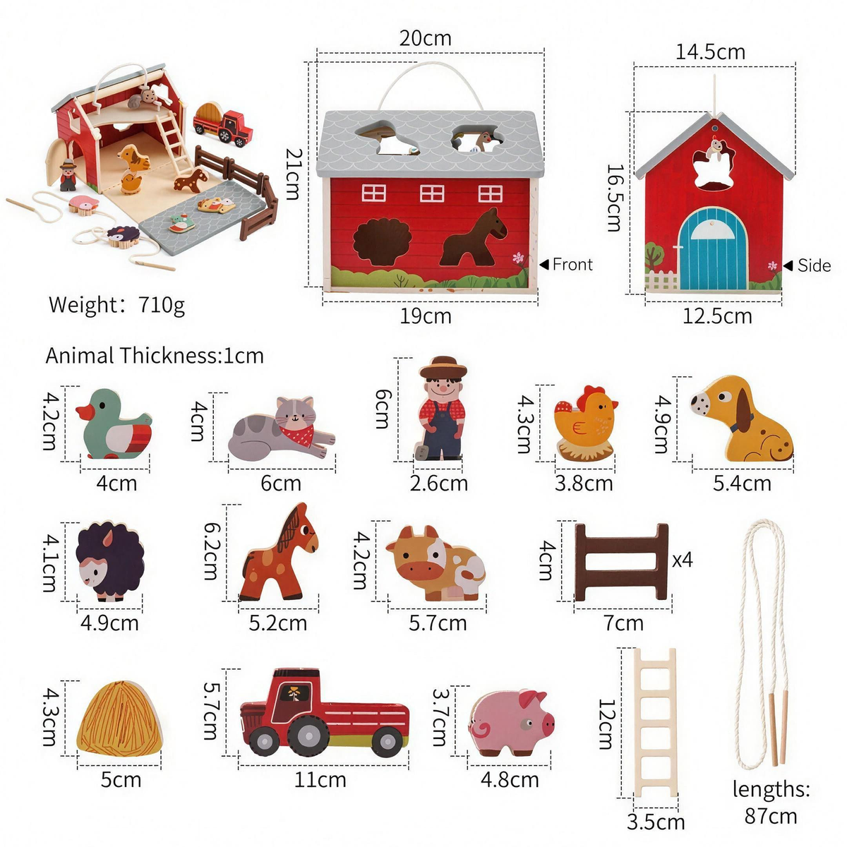 Wooden farm barn play set