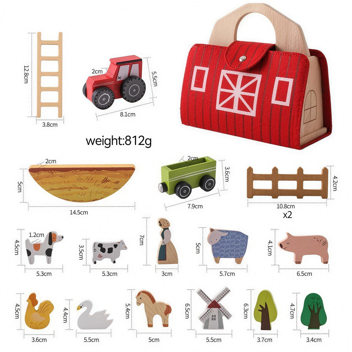 Wooden farm barn play set