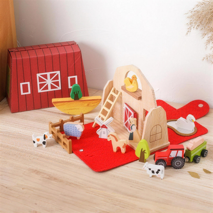 Wooden farm barn play set
