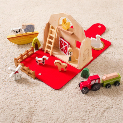 Wooden farm barn play set