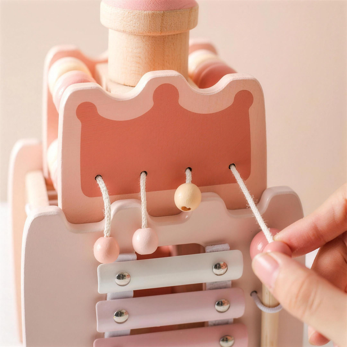 Wooden mushroom house activity toy
