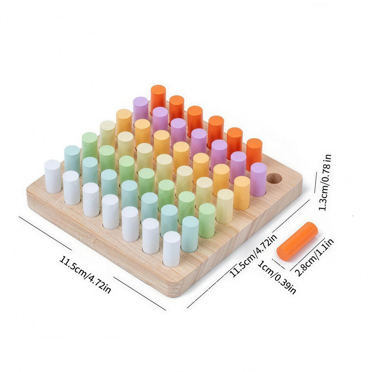 Wooden plugboard color match toy