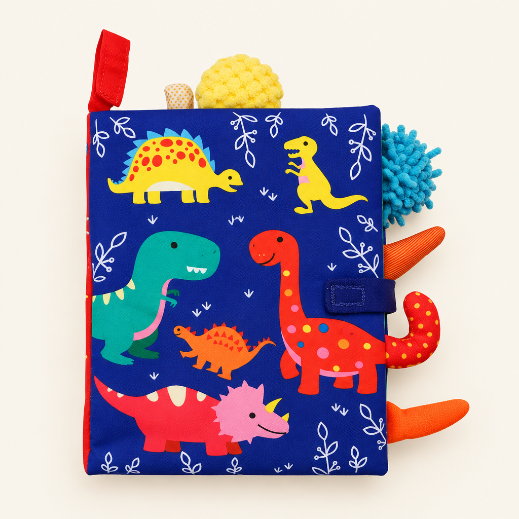 Montessori Animal Tail Cloth Book, Dinosaur