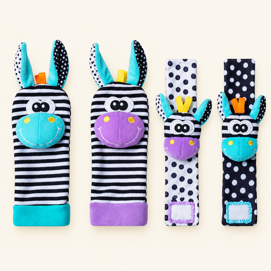 Montessori Wrist & Foot Rattle Set, Blue & Purple