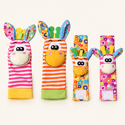 Montessori Wrist & Foot Rattle Set, Pink & Orange