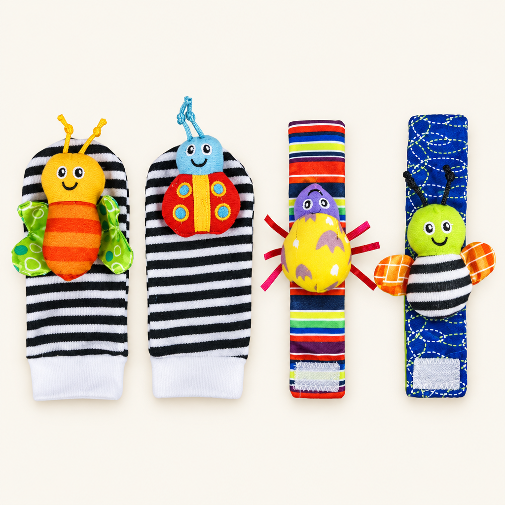 Montessori Wrist & Foot Rattle Set, Garden Bugs