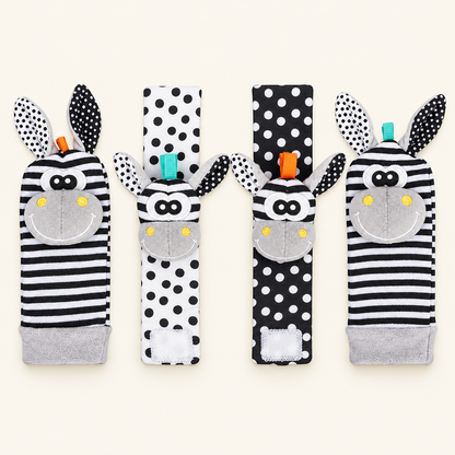 Montessori Wrist & Foot Rattle Set, Black & White Zebra