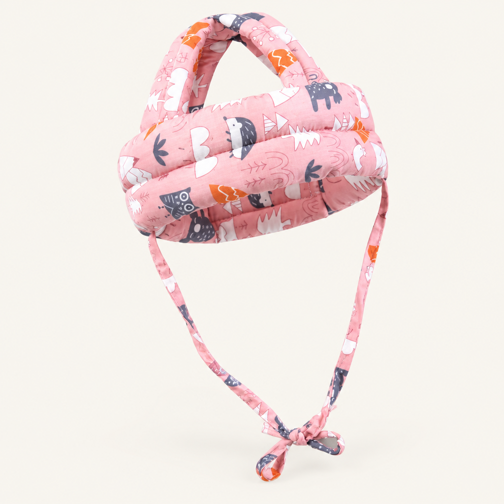 Soft padded baby cap, pink forest