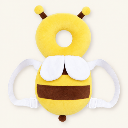 Bee plush toddler back cushion with white shoulder straps