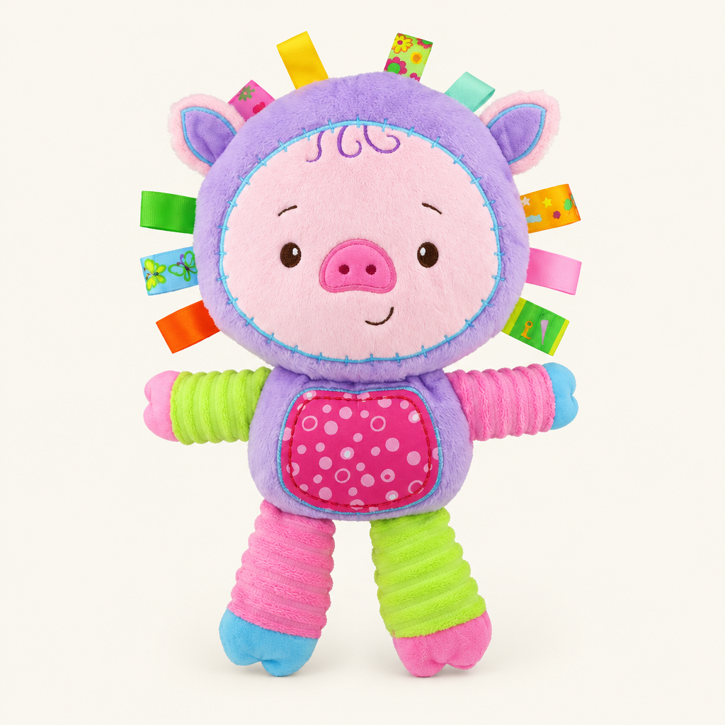 Tag plush rattle, pig