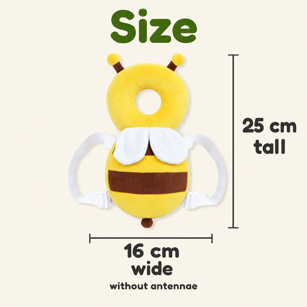 Bee back cushion size: about 25 cm tall and 16 cm wide