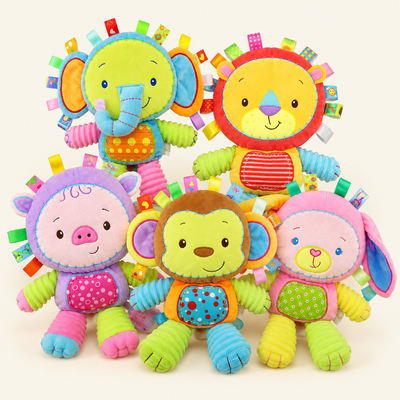 Montessori Tag Plush Rattle Animal