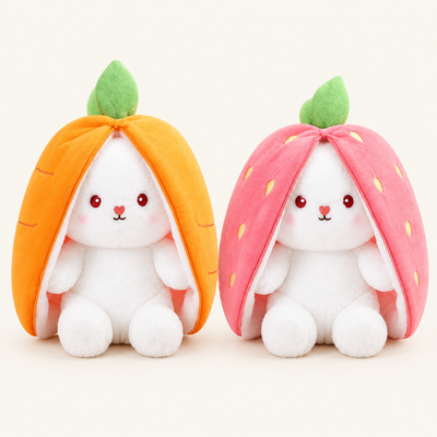 Fruit Bunny Plush, Carrot or Strawberry