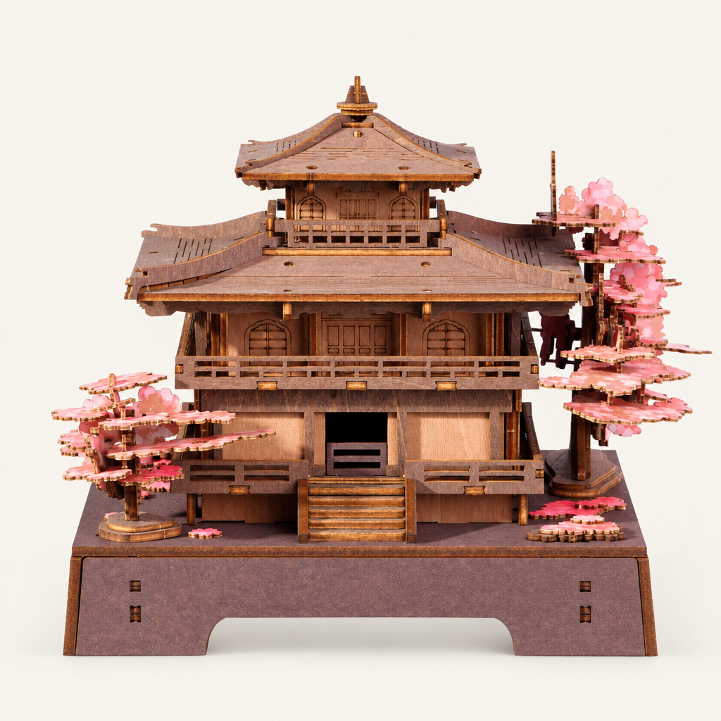 Wooden sakura pavilion kit, assembled