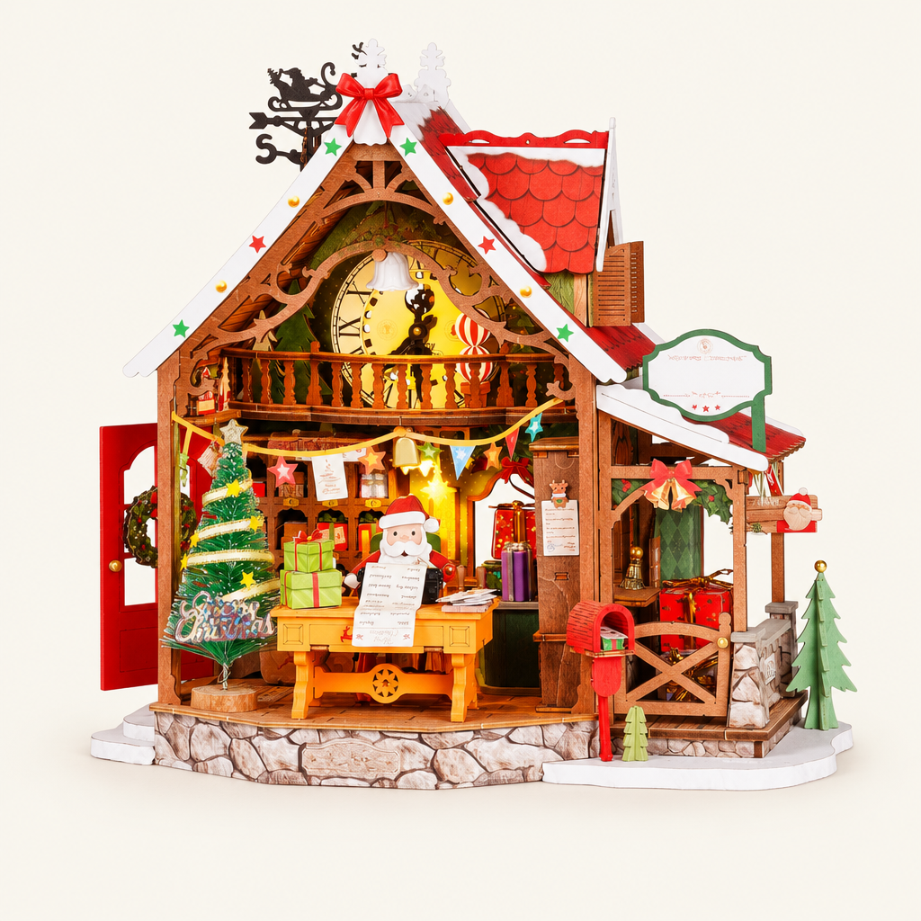 Wooden Polaris Post Christmas house kit, assembled